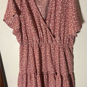 SHEIN Mauve Heart Pattern Midi Dress
